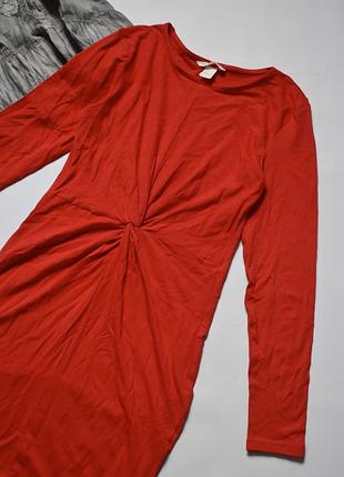 Трикотажное платье с узлом спереди и длинным рукавом h&amp;m