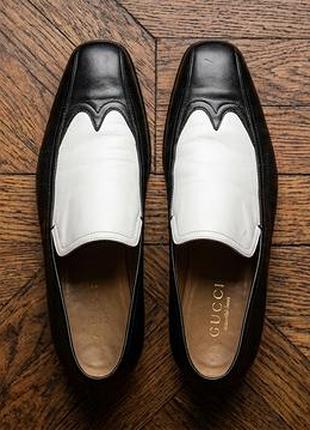 Туфлі чоловічі gucci лофери чорно-білі, розмір 42 / 27 см