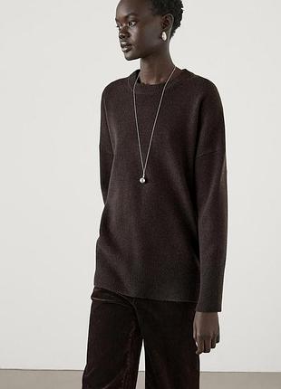 Шоколадный свитер от massimo dutti р.м кашемир и шерсть