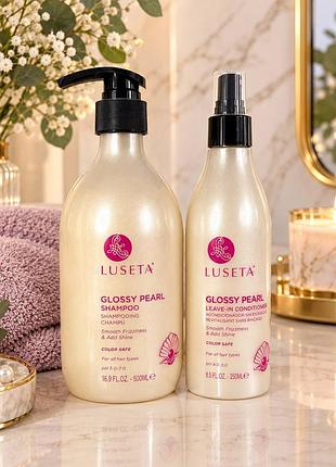 Шампунь luseta glossy pearl та незмивний кондиціонер luseta glossy pearl для блиску волосся 500 мл + 200 мл