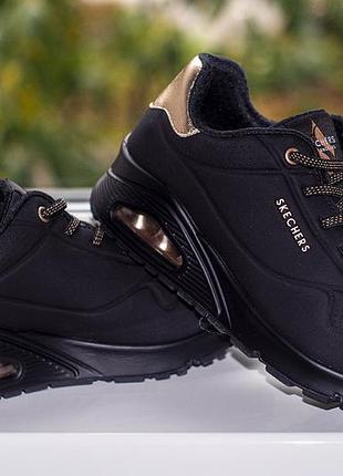 Кроссовки, сникерсы skechers uno shimmer away 155196 bbk black/gold 36 р. оригинал