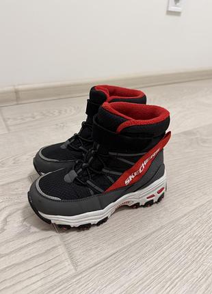 Черевики зимові skechers для підлітків, чорні з червоним