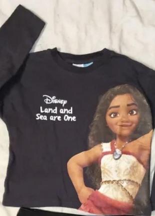 Футболка для дівчаток zara з довгими рукавами, антрацитово-сіра з принтом disney moana