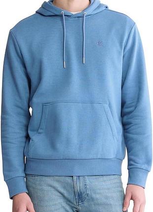 Худi calvin klein синя monogram logo fleece hoodie