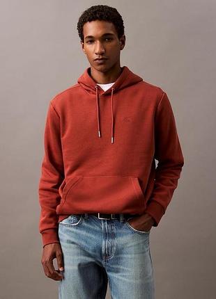 Худi calvin klein теракотова monogram logo fleece hoodie
