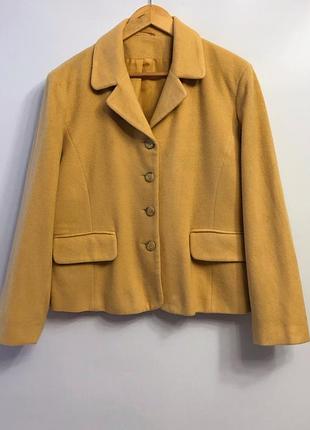 Вовняний жакет, полупвльто, жіночий піджак, dorothy perkins, гірчичний жакет, класичний стиль, вовна 80%, розмір l