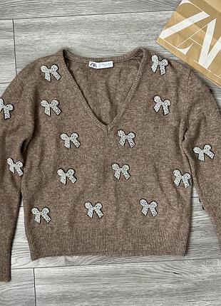 Жіночий светр кофта з бантиками zara