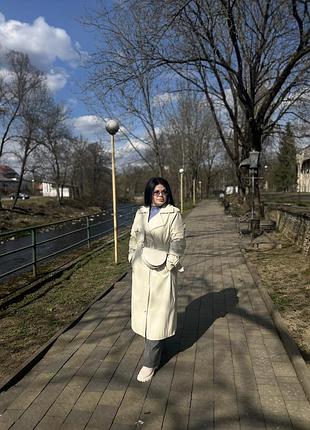 Жіночий тренч zara бежевий з екошкіри