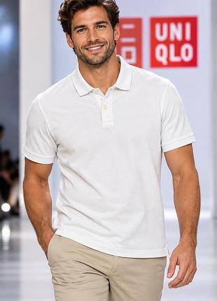 Чоловіче поло uniqlo біле m 100% бавовна