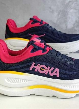 Кросівки жіночі hoka bondi 9 41 1/3, 26 см, темно-сині з рожевим, оригінал