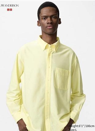 Сорочка uniqlo+jw anderson жовта oxford oversized shirt