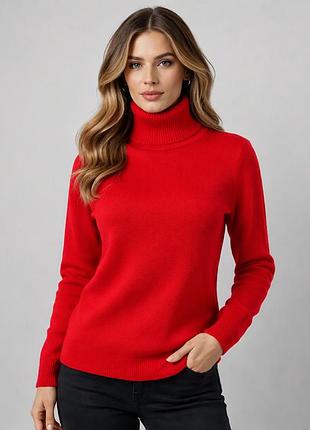 Кашемировый гольф с отворотом one size (48-52) красный glsa