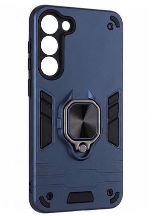 Чехол fiji defence для samsung galaxy s23 plus (s916) защитный бампер с кольцом подставкой dark blue