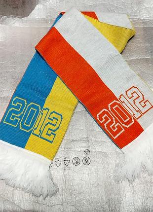 Вязаный футбольный шарф евро-2012 (украина - польша) / спортивный шарф болельщика 2012