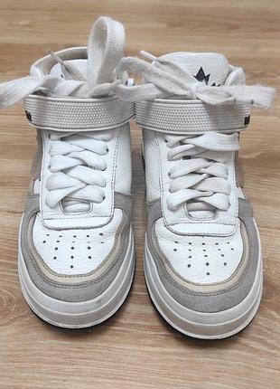 Кросівки чоловічі dsquared2 canadian high-top sneakers білі, бежеві, довжина устілки 25 см, шкіра, замша