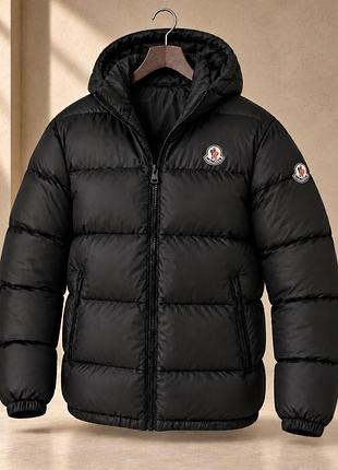 Мужская брендовая куртка moncler черная на эко-пуху, монклер зимняя