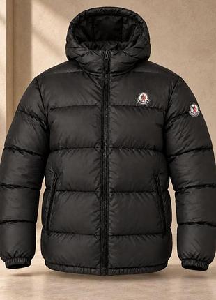 Мужская черная брендовая куртка moncler,зимняя на эко-пуху, монклер