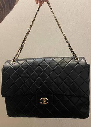Сумка для жінок chanel чорна велика шкіряна стьобана