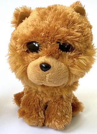Мягкая игрушка щенок барли barley ty beanie boos глазастик собака собачка чау-чау коричневый пушистый 15 см