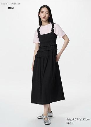 Сукня uniqlo+cecilie bahnsen чорна shirring dress (sleeveless)