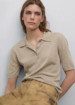 Бежеве трикотажне поло massimo dutti у відтінку тауп, m