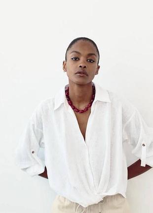 Сорочка від zara льон біла оверсайз