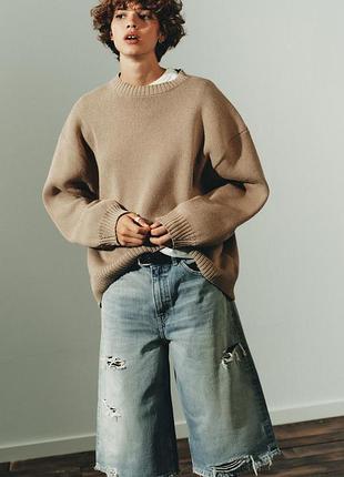 Женский бежевый свитер от zara оверсайз m / бежевый свитер зара