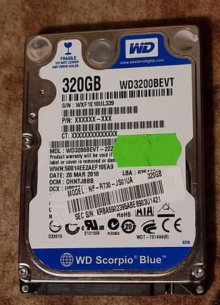 100% hdd 2.5 320 гб wd blue 5400 49.3/49.6 жесткий диск wd3200bevt-22zct0 western digital вд