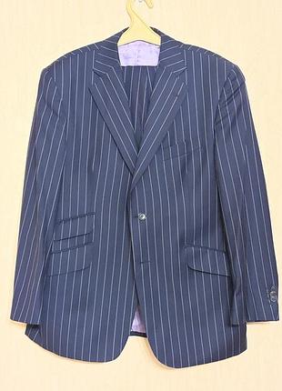 Чоловічий темно-синій вовняний костюм у смужку jaguar hardy & crofther huddersfield wool 52-54 (xl-xxl)