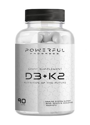 Витамин d3 + k2 для взрослых, костей, мужчин, женщин и иммунитета powerful progress vitamin d3 + k2 90 капсул