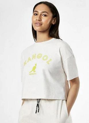 Жіноча футболка kangol oatmeal з оливковим принтом, розмір eu 36