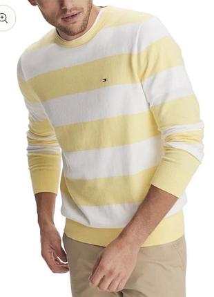 Джемпер чоловічий tommy hilfiger у смужку, жовто-білий, розмір l