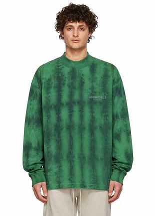 Оригінальний оверсайз лонгслів essentials fear of god кастом тай дай