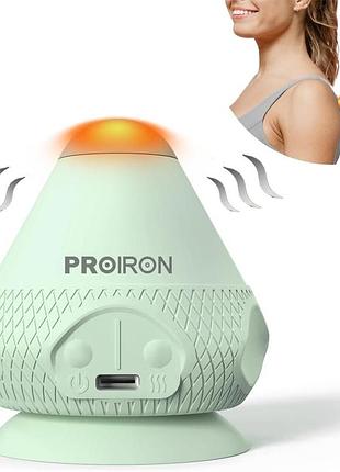 Proiron - аккумуляторный вибрационный массажный мяч с нагревом и присоской, для спины, шеи и триггерных точек. салатовый