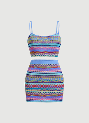 Shein mod топ и юбка в этно стиле,костюм с юбкой