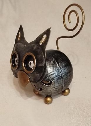Винтажная статуэтка фигурка кот металлический кот интерьерный декор