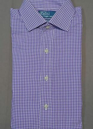 Воротник 39 см polo ralph lauren size 15 1/2 / 32/33 в клетку сливово белая рубашка 100% cotton regent classic fit