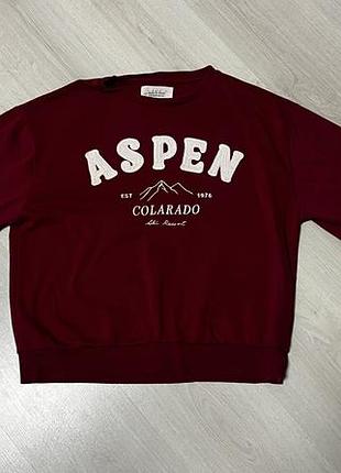 Бордовий світшот f&f (made to dream) з об'ємним принтом «aspen»