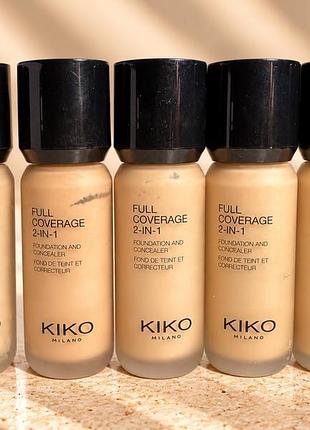 Тональний крем kiko milano full coverage 2-in-1 foundation and concealer, 25 мл