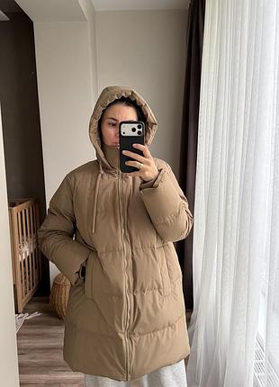 Пуховик жіночий zara бежевий розмір s-m