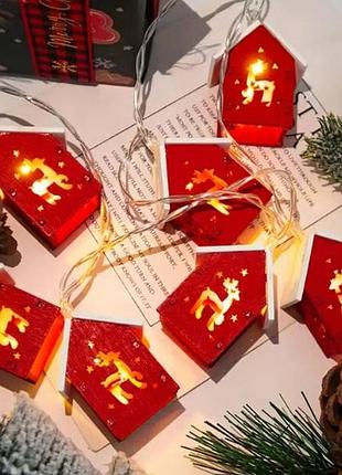 Гірлянда лінійна внутрішня будиночки 3м 20led usb ma755