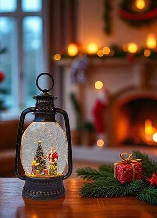 Новорічний нічник вінтажний ліхтар наряджаємо ялинку xmas wdl-24028a коричневий