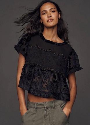 Оксамитовий топ блузка by anthropologie velvet burnout swing top