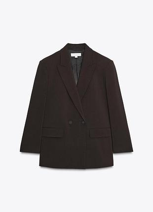 Жакет zara шоколадний двобортний oversize, s | новий з біркою