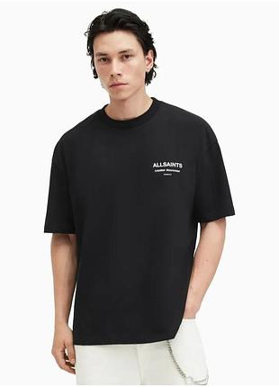 Футболка мужская черная с контрастными лого,all saints.black sancestum shirtsleeves crew neck.xxl.