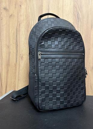 Чоловічий рюкзак в шахматку louis vuitton, натуральна шкіра