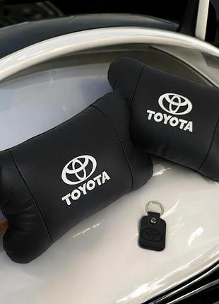 Подушки на подголовник toyota 2шт, набор подушек в авто тойота, автомобильная подушка тойота qo-91