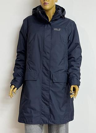 Jack wolfskin quebec coat 3-в-1 texapore жіноча тепла мембранна куртка парка дощовик водонепроникна темно синій базова повсякденна спортивна р. l xl