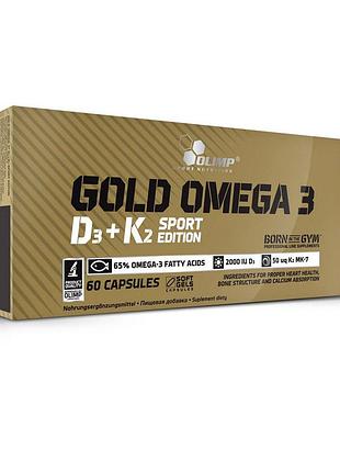 Омега-3 з d3 і k2 (epa 330 мг, dha 220 мг) для волосся, жінок і чоловіків olimp gold omega 3 d3+k2 sport edition 60 капсул