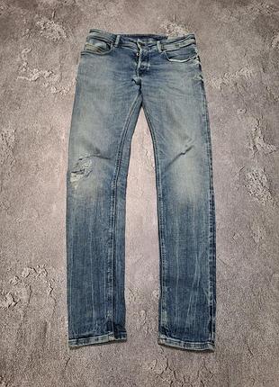 Джинси diesel sleenker slim-skinny (w32 l32) — оригінал, сині / з ефектом потертості